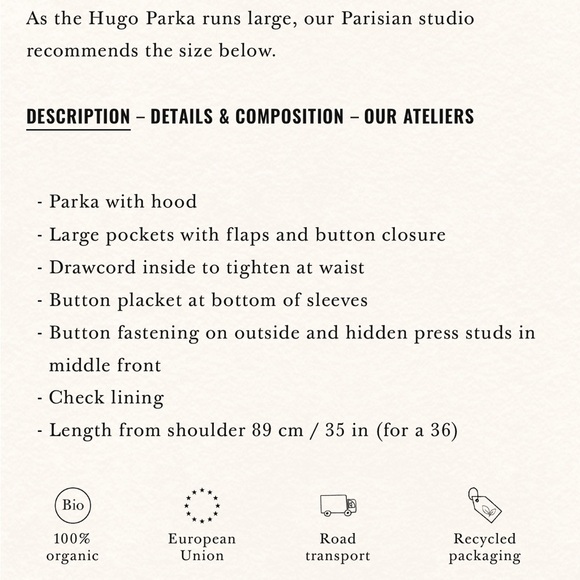 Sezane Women’s Hugo Parka Size 10 (42) Sand - Picture 10 of 10